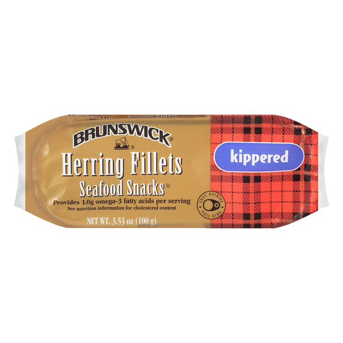 BrunswickÂ® Kippered Herring Fillets Seafood Snacks 3.53 oz. Pack