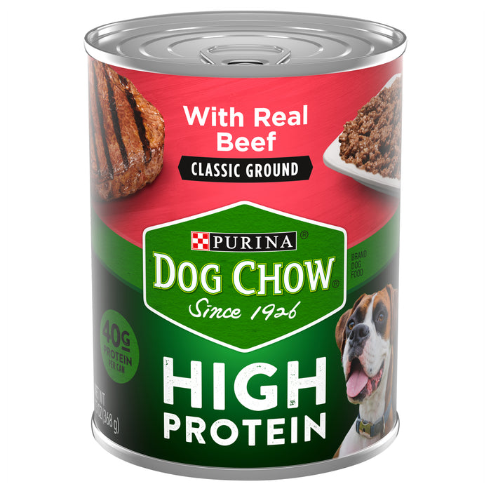 Purina Dog Chow High Protein Pate Wet Dog Food, High Protein With Real Beef - 13 oz. Can