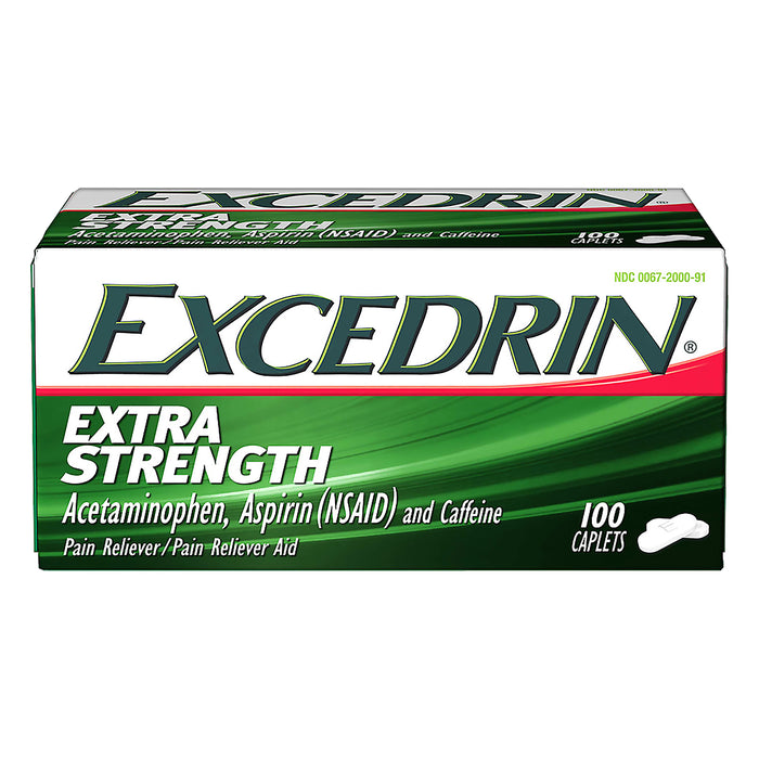 Excedrin Extra Strength Pain Relief Caplets for Headache Relief, 100 count