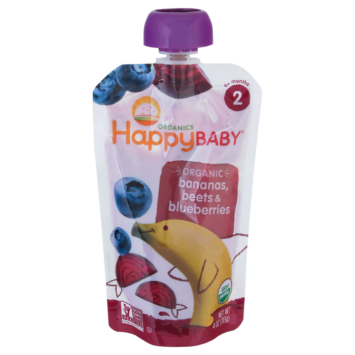 HappyBaby Organics 2 (6+ Months) Organic Bananas, Beets & Blueberries 4 oz
