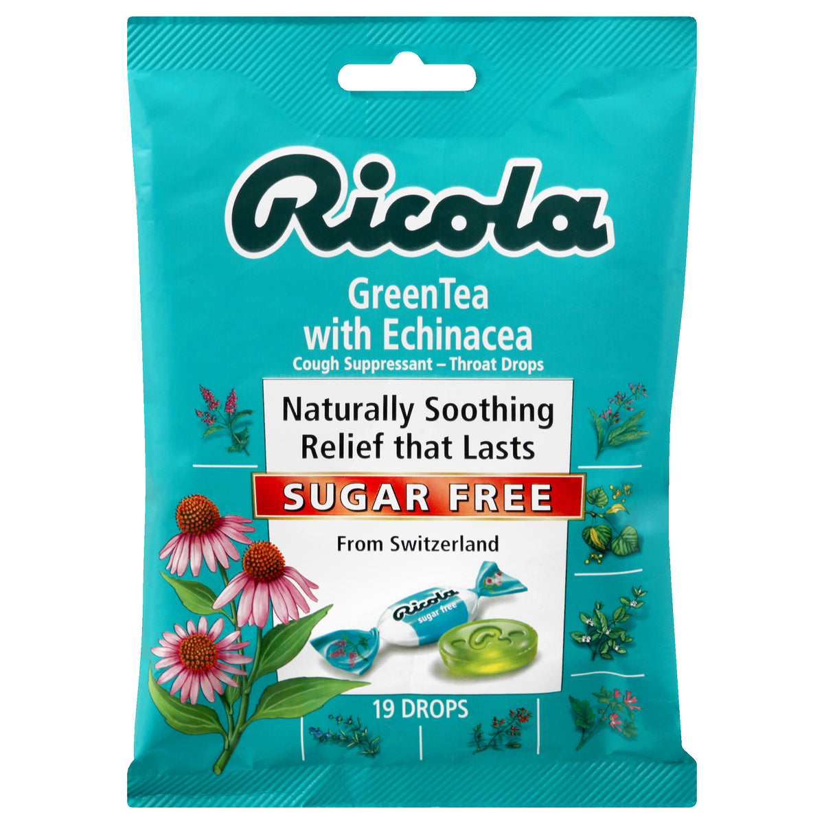 Ricola Sugar Free Green Tea with Echinacea Cough Suppressant/Throat Dr —  Gong's Market