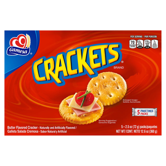 Gamesa Crackets Butter Flavored Cracker Naturally And Artificially Flavored 2.5 Oz 5 Count