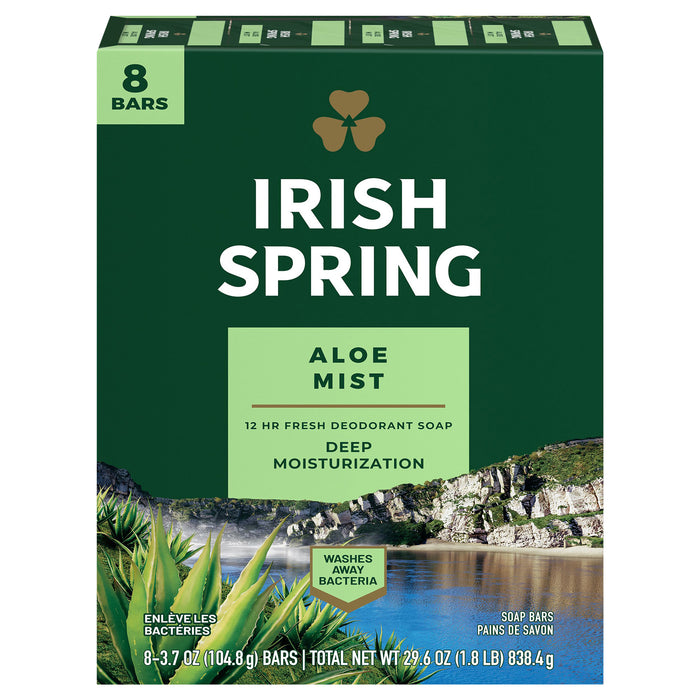 Irish Spring Aloe Mist Soap Bars 8-3.7 oz Boxes