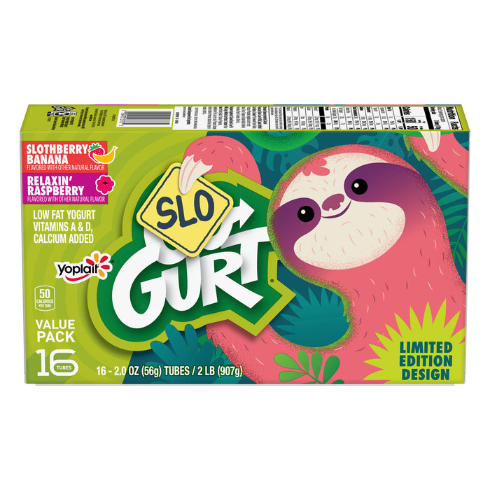 Yoplait Slo-Gurt Value Pack Low Fat Slothberry Banana/Relaxin Raspberry Yogurt 16 ea