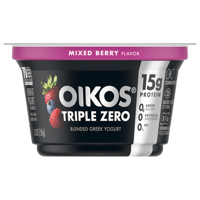 Oikos Triple Zero Mixed Berry Greek Yogurt, 5.3 Oz.