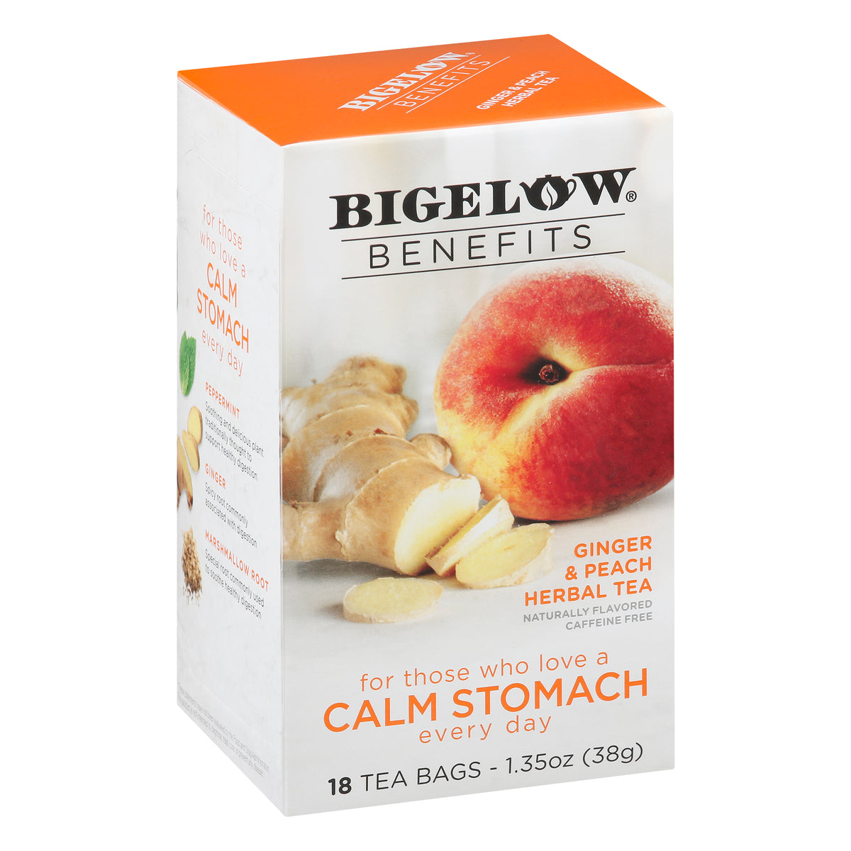 Bigelow Benefits Tea Bags Ginger & Peach Herbal Tea 18 ea — Gong's