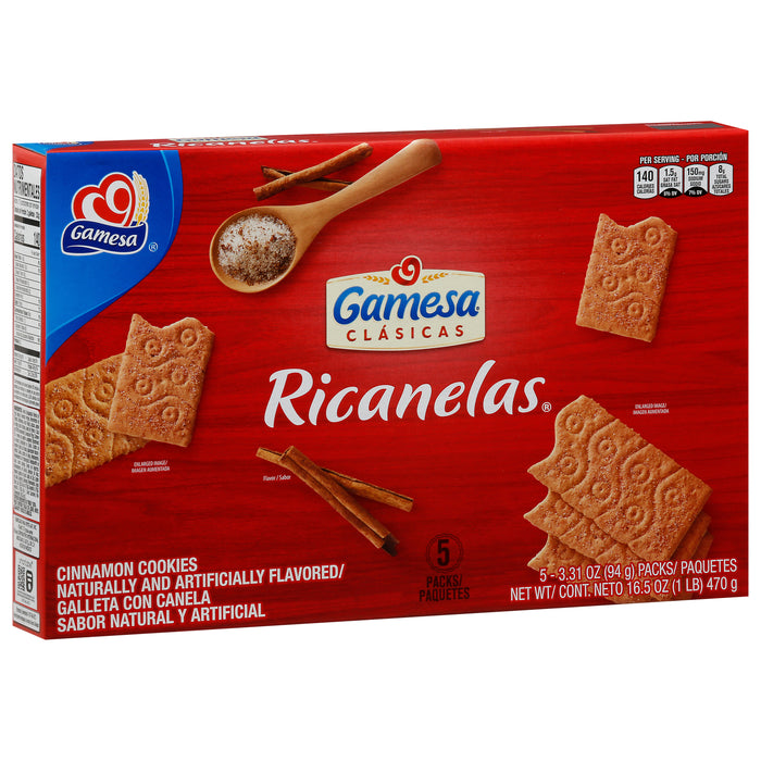 Gamesa Ricanelas 5 Packs Cinnamon Cookies 5 - 3.31 oz Packs