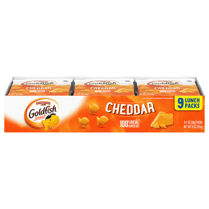 Goldfish 9 Lunch Packs Cheddar Baked Snack Crackers 9 - 1 oz Packs