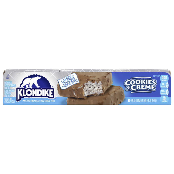 Klondike Cookies & Creme Ice Cream Bars 6 bars 4 fl oz Wrapper 6 ea Box