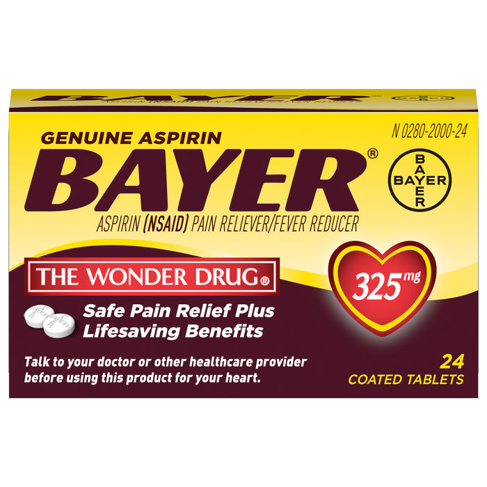 Bayer 325 mg Aspirin Coated Tablets 24 ea Box