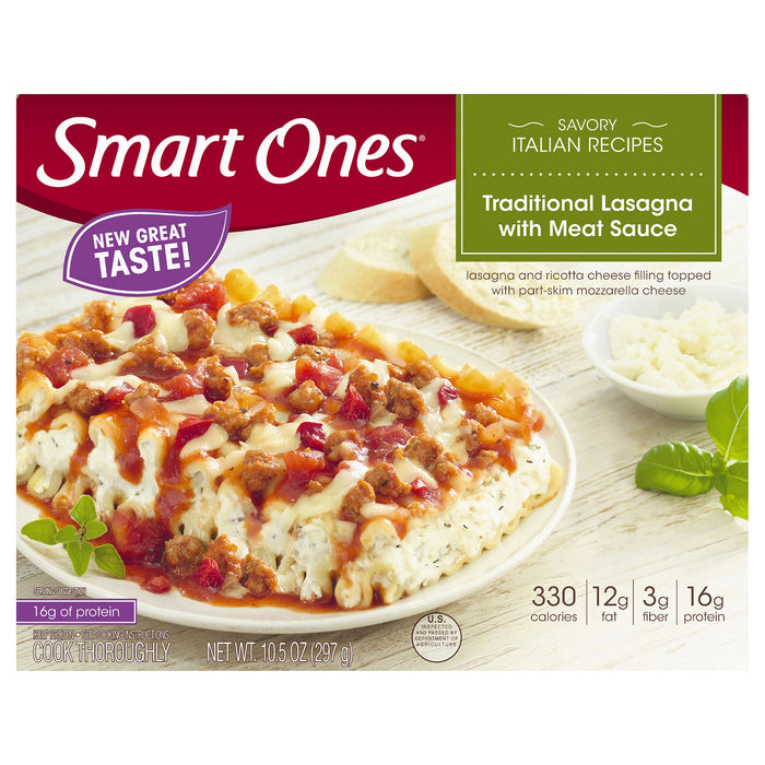 Smart Ones Traditional Lasagna With Meat Sauce, Frozen Meal, 10.5 oz Box