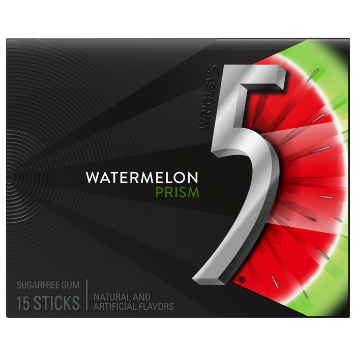 5 Gum Watermelon Prism Sugarfree Gum, single pack