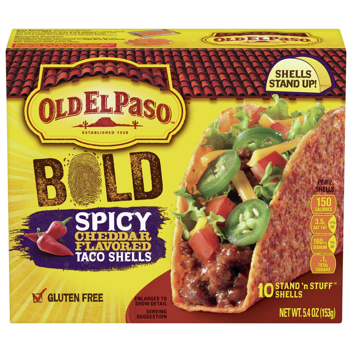 Old El Paso Bold Spicy Cheddar Flavored Taco Shells 10 ea