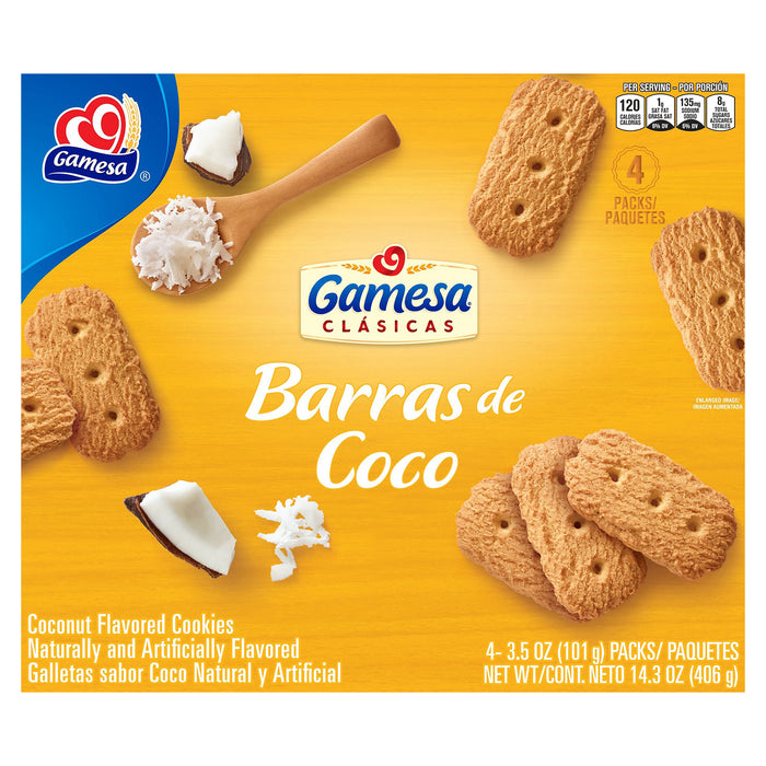 Gamesa Barra De Coco Cookies Coconut Naturally And Artificially Flavored 3.5 Oz 4 Count