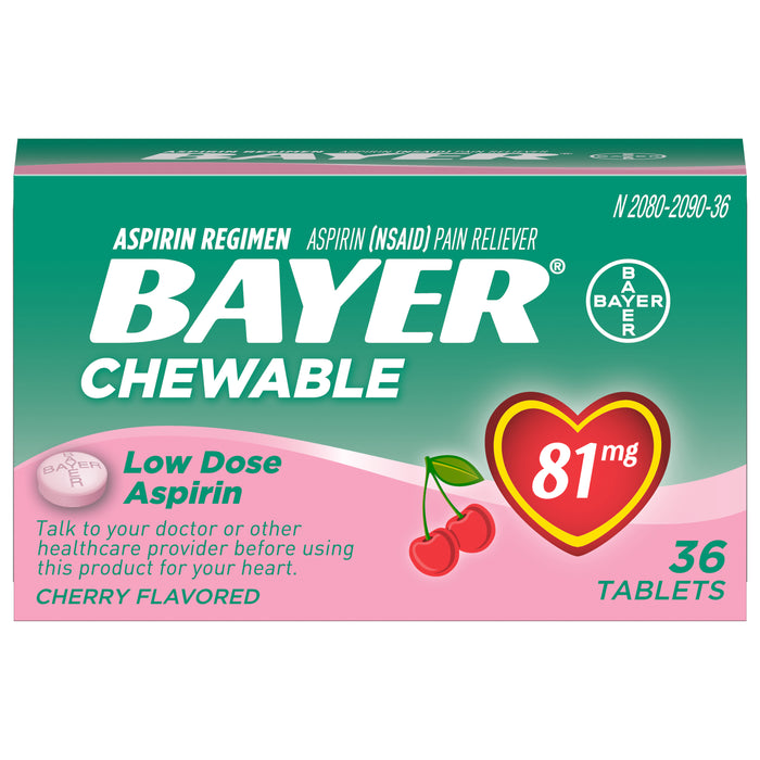 Bayer Chewable Cherry Flavored 81 mg Low Dose Aspirin Tablets 6 ea Box