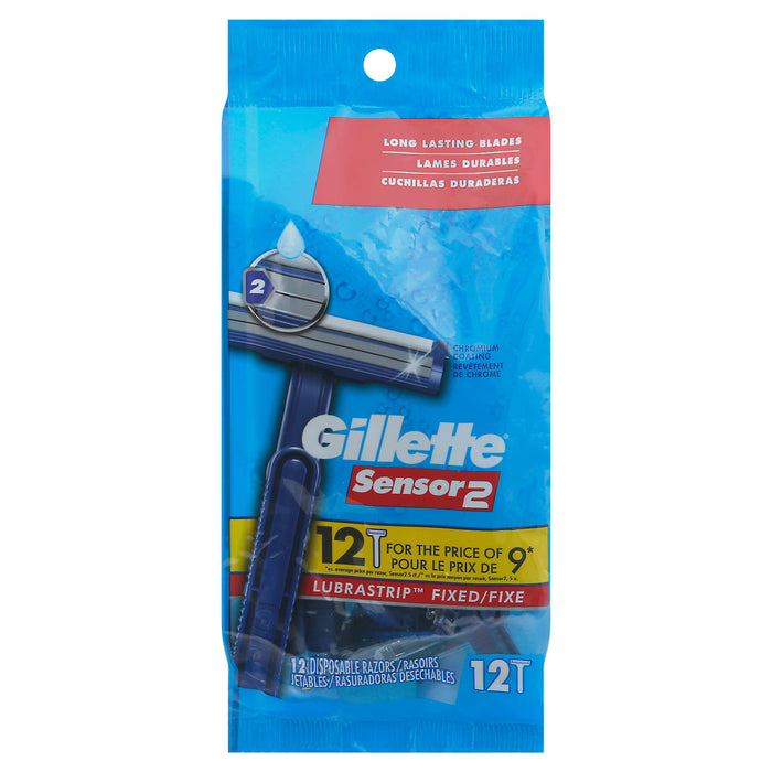 Gillette Sensor 2 Fixed Disposable Razors 12 ea