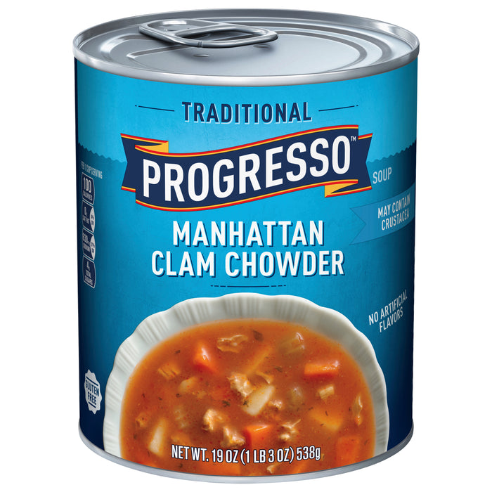 Progresso Traditional Manhattan Clam Chowder Soup, Gluten Free, 19 oz can