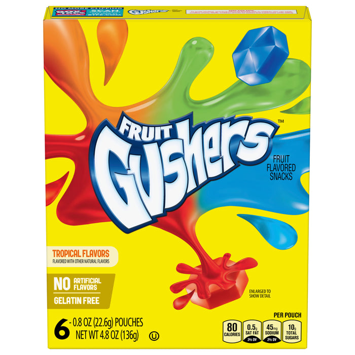 Fruit Gushers Tropical Flavors Fruit Flavored Snacks 6-0.8 oz Pouches