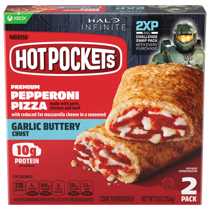 Hot Pockets Pepperoni Pizza Garlic Buttery Crust Halo Promo 2 pack 9 oz
