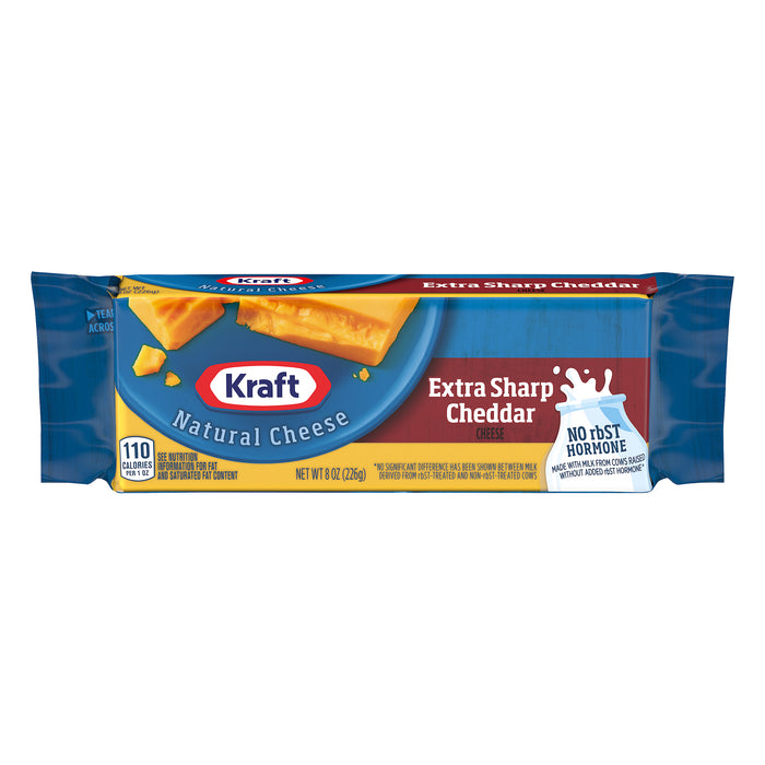 Kraft Extra Sharp Cheddar Cheese Block, 8 oz Wrapper
