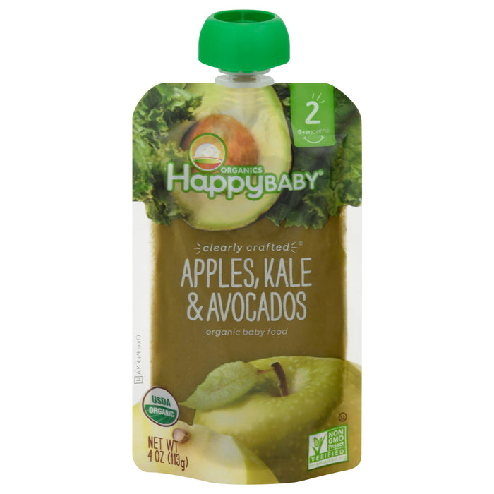 HappyBaby Organics 2 (6+ Months) Apples, Kale & Avocados Baby Food 4 oz
