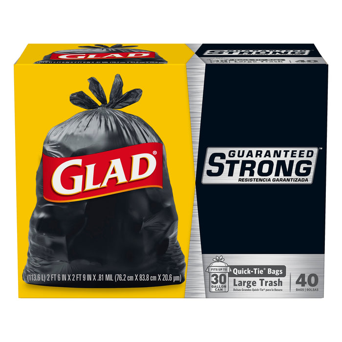 Glad 30 Gallon Large Quick-Tie Trash Bags 40 ea — Gong's Market