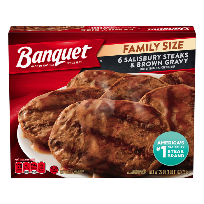 Banquet Family Size Salisbury Steaks & Brown Gravy 6 ea