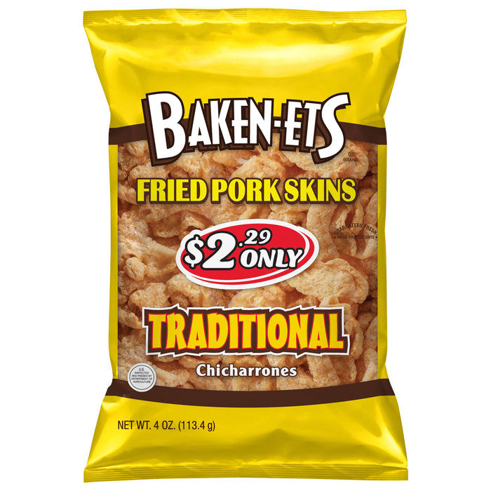 Baken-Ets Chicharrones Traditional Fried Pork Skins 4 oz Bag