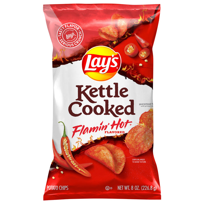 Lay's Kettle Cooked Potato Chips Flamin' Hot Flavored 8 Oz