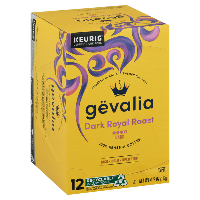 Gevalia K-Cup Pods 100% Arabica Dark Royal Roast Coffee 12 ea