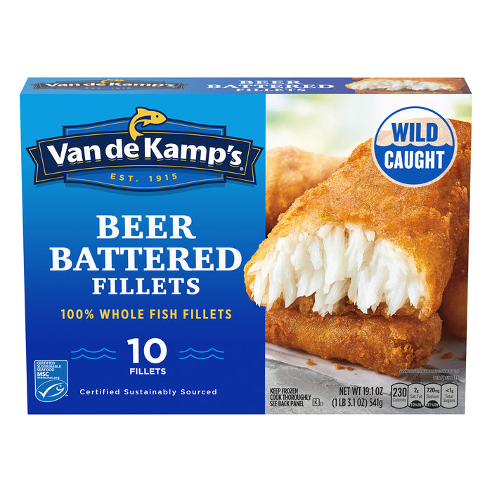 Van de Kamp's 100% Whole Beer Battered Fish Fillets 10 ea
