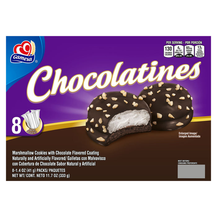 Gamesa Chocolatines Marshmellow Cookies Chocolate Flavored 1.4 Oz 8 Count