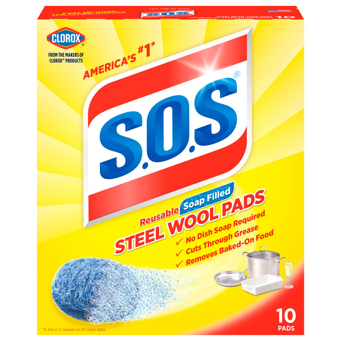 Clorox Reusable Soap Filled Steel Wool Pads 10 ea