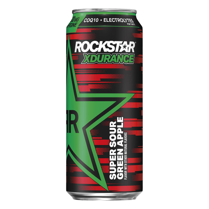 Rockstar Xdurance Sugar Free Super Sour Green Apple Energy Drink 16 oz