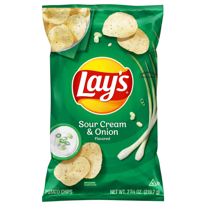 Lay's Sour Cream & Onion Flavored Potato Chips 7.75 Ounce Bag