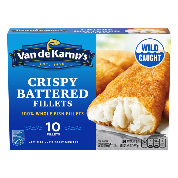 Van de Kamp's Crispy Battered 100% Whole Fish Fillets 10 ea