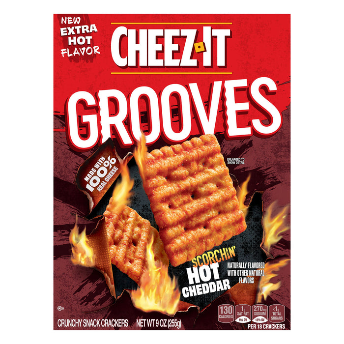 Cheez-It Grooves Scorchin' Hot Cheddar Crunchy Snack Crackers 9 oz